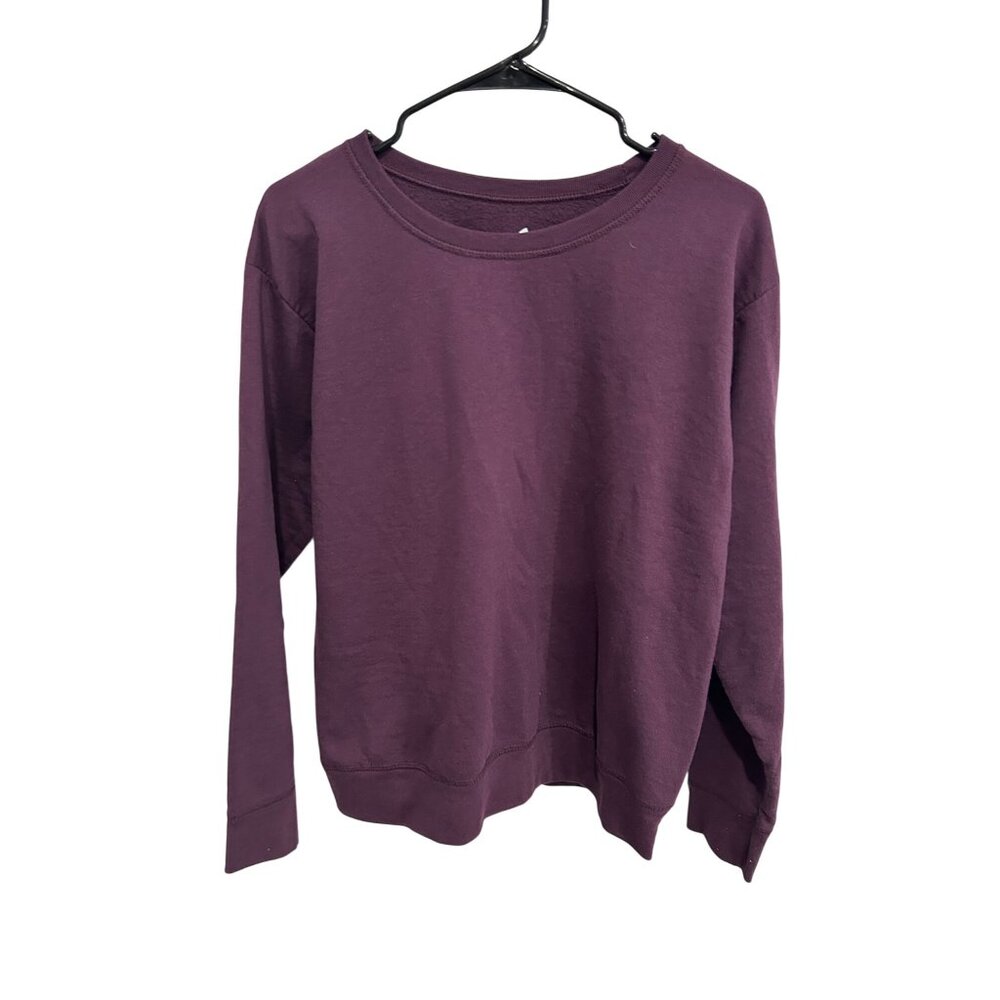 Hanes Fleece Crewneck Pullover Sweatshirt Purple Sz Large Comfort Soft Lounge